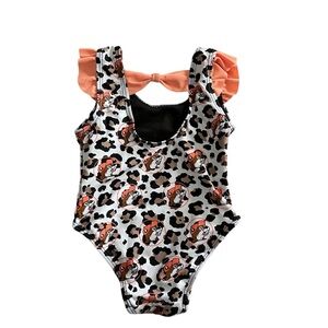 Buc-ee’s Swimsuit  6-9m Infant Baby One-Piece Leopard Beaver Print